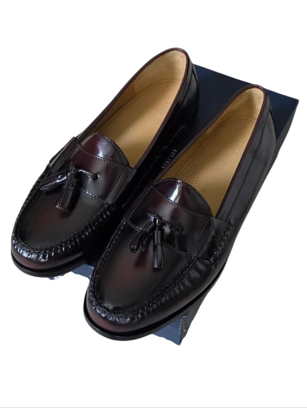 Cole Haan Pinch Tassel Loafers Burgundy Leather Men’s 12 EEE Wide 03507